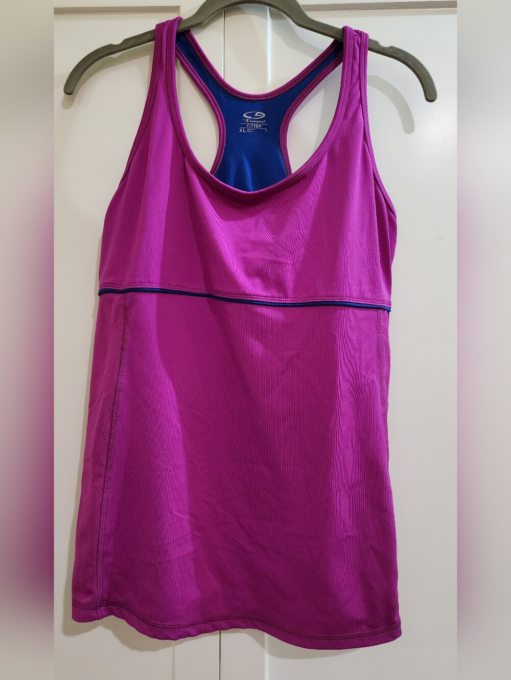 C9 by Champion Magenta Racerback Tank with Blue Trim